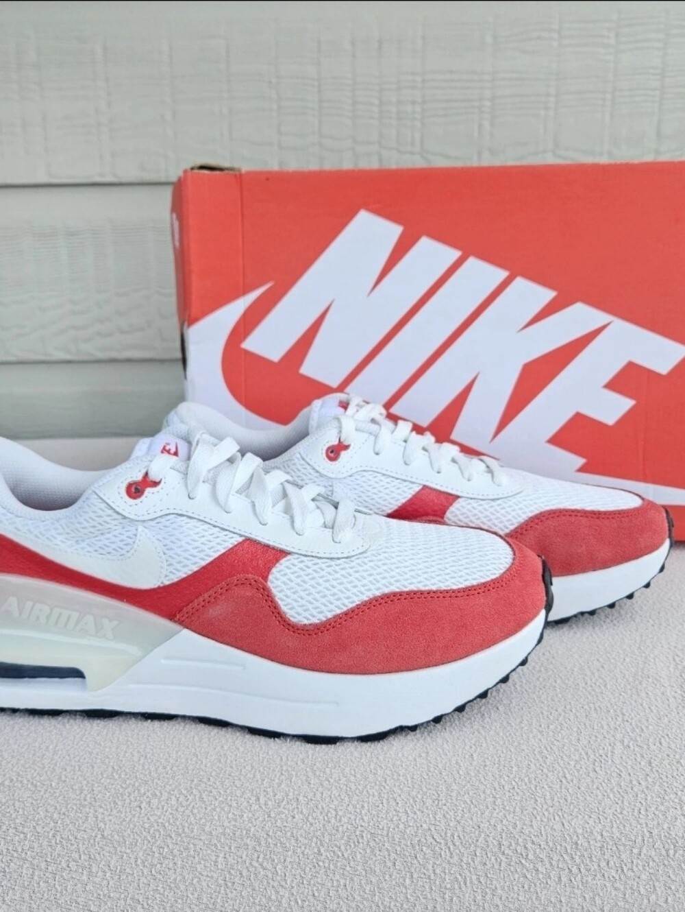 Nike Air Max Systm Athletic Sneaker Men SZ 10 White University Red DM9537-104